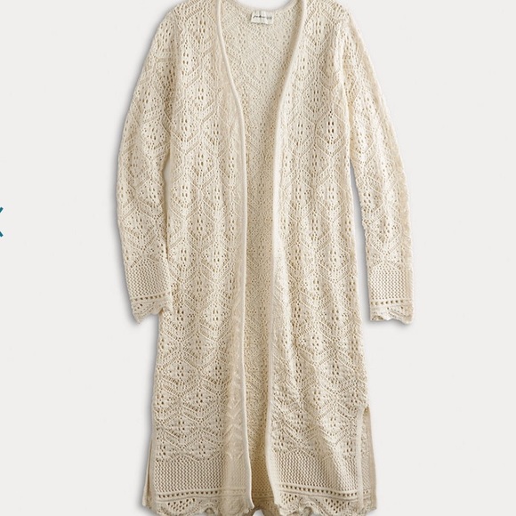 Sweaters - Freshman 1996 Boho Cream Crochet Duster Cardigan